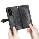 For Huawei P50 Mandala Flower Embossed Horizontal Flip Leather Case with Bracket / Card Slot / Wallet / Lanyard(Black)