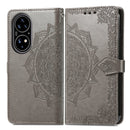For Huawei P50 Mandala Flower Embossed Horizontal Flip Leather Case with Bracket / Card Slot / Wallet / Lanyard(Grey)