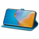 For Huawei P50 Mandala Flower Embossed Horizontal Flip Leather Case with Bracket / Card Slot / Wallet / Lanyard(Blue)