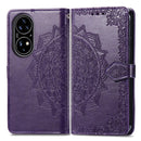 For Huawei P50 Mandala Flower Embossed Horizontal Flip Leather Case with Bracket / Card Slot / Wallet / Lanyard(Purple)