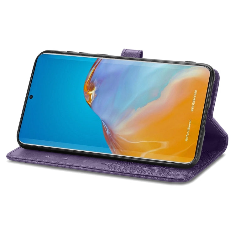 For Huawei P50 Mandala Flower Embossed Horizontal Flip Leather Case with Bracket / Card Slot / Wallet / Lanyard(Purple)