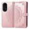 For Huawei P50 Mandala Flower Embossed Horizontal Flip Leather Case with Bracket / Card Slot / Wallet / Lanyard(Rose Gold)