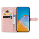 For Huawei P50 Mandala Flower Embossed Horizontal Flip Leather Case with Bracket / Card Slot / Wallet / Lanyard(Rose Gold)