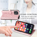 Cute Cat and Dog Embossed Horizontal Flip Leather Case with Holder & Card Slots & Wallet & Lanyard For iPhone 13 Pro Max(Rose Gold)