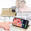 Cute Cat and Dog Embossed Horizontal Flip Leather Case with Holder & Card Slots & Wallet & Lanyard For iPhone 13 Pro Max(Gold)