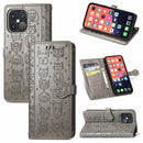 Cute Cat and Dog Embossed Horizontal Flip Leather Case with Holder & Card Slots & Wallet & Lanyard For iPhone 13 Pro Max(Gray)