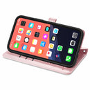 Cute Cat and Dog Embossed Horizontal Flip Leather Case with Holder & Card Slots & Wallet & Lanyard For iPhone 13 Pro(Rose Gold)