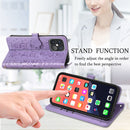 Cute Cat and Dog Embossed Horizontal Flip Leather Case with Holder & Card Slots & Wallet & Lanyard For iPhone 13 Pro(Purple)