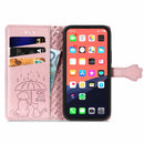 Cute Cat and Dog Embossed Horizontal Flip Leather Case with Holder & Card Slots & Wallet & Lanyard For iPhone 13(Rose Gold)
