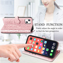 Cute Cat and Dog Embossed Horizontal Flip Leather Case with Holder & Card Slots & Wallet & Lanyard For iPhone 13(Rose Gold)