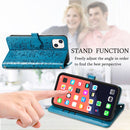 Cute Cat and Dog Embossed Horizontal Flip Leather Case with Holder & Card Slots & Wallet & Lanyard For iPhone 13(Blue)