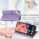 Cute Cat and Dog Embossed Horizontal Flip Leather Case with Holder & Card Slots & Wallet & Lanyard For iPhone 13(Purple)
