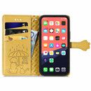 Cute Cat and Dog Embossed Horizontal Flip Leather Case with Holder & Card Slots & Wallet & Lanyard For iPhone 13 mini(Yellow)
