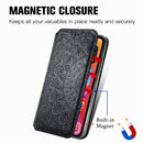 For iPhone 13 Pro Max Blooming Mandala Embossed Pattern Magnetic Horizontal Flip Leather Case with Holder & Card Slots & Wallet(Black)
