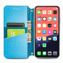 For iPhone 13 Pro Max Blooming Mandala Embossed Pattern Magnetic Horizontal Flip Leather Case with Holder & Card Slots & Wallet(Blue)