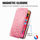 For iPhone 13 Pro Max Blooming Mandala Embossed Pattern Magnetic Horizontal Flip Leather Case with Holder & Card Slots & Wallet(Pink)