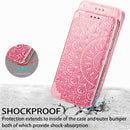 For iPhone 13 Pro Max Blooming Mandala Embossed Pattern Magnetic Horizontal Flip Leather Case with Holder & Card Slots & Wallet(Pink)
