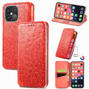For iPhone 13 Pro Max Blooming Mandala Embossed Pattern Magnetic Horizontal Flip Leather Case with Holder & Card Slots & Wallet(Red)