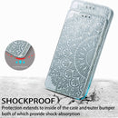 For iPhone 13 Pro Max Blooming Mandala Embossed Pattern Magnetic Horizontal Flip Leather Case with Holder & Card Slots & Wallet(Grey)