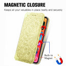 For iPhone 13 Pro Max Blooming Mandala Embossed Pattern Magnetic Horizontal Flip Leather Case with Holder & Card Slots & Wallet(Yellow)