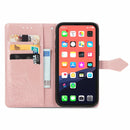 Mandala Flower Embossed Horizontal Flip Leather Case with Holder & Three Card Slots & Wallet & Lanyard For iPhone 13 (Rose Gold)