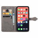 Mandala Flower Embossed Horizontal Flip Leather Case with Holder & Three Card Slots & Wallet & Lanyard For iPhone 13 (Grey)