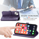 Mandala Flower Embossed Horizontal Flip Leather Case with Holder & Three Card Slots & Wallet & Lanyard For iPhone 13 (Purple)