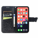 Butterfly Love Flower Embossed Horizontal Flip Leather Case with Bracket / Card Slot / Wallet / Lanyard For iPhone 13(Black)