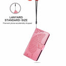 Butterfly Love Flower Embossed Horizontal Flip Leather Case with Bracket / Card Slot / Wallet / Lanyard For iPhone 13(Pink)