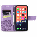 Butterfly Love Flower Embossed Horizontal Flip Leather Case with Bracket / Card Slot / Wallet / Lanyard For iPhone 13(Light Purple)