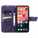 Butterfly Love Flower Embossed Horizontal Flip Leather Case with Bracket / Card Slot / Wallet / Lanyard For iPhone 13(Dark Purple)