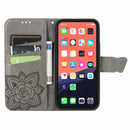 Butterfly Love Flower Embossed Horizontal Flip Leather Case with Bracket / Card Slot / Wallet / Lanyard For iPhone 13(Grey)