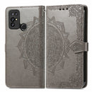 For Doogee X96 Pro Mandala Flower Embossed Horizontal Flip Leather Case with Holder & Three Card Slots & Wallet & Lanyard(Grey)