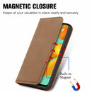 For Samsung Galaxy M32 Retro Skin Feel Business Magnetic Horizontal Flip Leather Case with Holder & Card Slots & Wallet & Photo Frame(Brown)