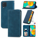 For Samsung Galaxy M32 Retro Skin Feel Business Magnetic Horizontal Flip Leather Case with Holder & Card Slots & Wallet & Photo Frame(Blue)