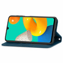 For Samsung Galaxy M32 Retro Skin Feel Business Magnetic Horizontal Flip Leather Case with Holder & Card Slots & Wallet & Photo Frame(Blue)