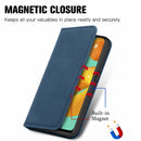 For Samsung Galaxy M32 Retro Skin Feel Business Magnetic Horizontal Flip Leather Case with Holder & Card Slots & Wallet & Photo Frame(Blue)
