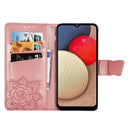 For Samsung Galaxy A03s 164mm Butterfly Love Flowers Embossed Horizontal Flip Leather Case with Holder & Card Slots & Wallet & Lanyard(Rose Gold)