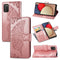 For Samsung Galaxy A03s 164mm Butterfly Love Flowers Embossed Horizontal Flip Leather Case with Holder & Card Slots & Wallet & Lanyard(Rose Gold)