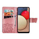 For Samsung Galaxy A03s 164mm Butterfly Love Flowers Embossed Horizontal Flip Leather Case with Holder & Card Slots & Wallet & Lanyard(Pink)