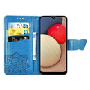 For Samsung Galaxy A03s 164mm Butterfly Love Flowers Embossed Horizontal Flip Leather Case with Holder & Card Slots & Wallet & Lanyard(Blue)