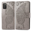 For Samsung Galaxy A03s 164mm Butterfly Love Flowers Embossed Horizontal Flip Leather Case with Holder & Card Slots & Wallet & Lanyard(Gray)