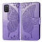 For Samsung Galaxy A03s 164mm Butterfly Love Flowers Embossed Horizontal Flip Leather Case with Holder & Card Slots & Wallet & Lanyard(Light Purple)