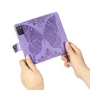 For Samsung Galaxy A03s 164mm Butterfly Love Flowers Embossed Horizontal Flip Leather Case with Holder & Card Slots & Wallet & Lanyard(Light Purple)
