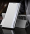 For Samsung Galaxy S21 Ultra 5G Side Electroplated Magnetic Ultra-Thin Horizontal Flip Leather Case with Holder(Silver)
