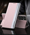 For Samsung Galaxy S21 Ultra 5G Side Electroplated Magnetic Ultra-Thin Horizontal Flip Leather Case with Holder(Pink)