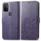 For Ulefone Note 11 Plus Four-leaf Clasp Embossed Buckle Mobile Phone Protection Leather Case with Lanyard & Card Slot & Wallet & Bracket Function(Purple)