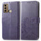 For Motorola Moto G60 Four-leaf Clasp Embossed Buckle Mobile Phone Protection Leather Case with Lanyard & Card Slot & Wallet & Bracket Function(Purple)