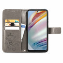 For Motorola Moto G60 Four-leaf Clasp Embossed Buckle Mobile Phone Protection Leather Case with Lanyard & Card Slot & Wallet & Bracket Function(Gray)