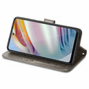 For Motorola Moto G60 Four-leaf Clasp Embossed Buckle Mobile Phone Protection Leather Case with Lanyard & Card Slot & Wallet & Bracket Function(Gray)
